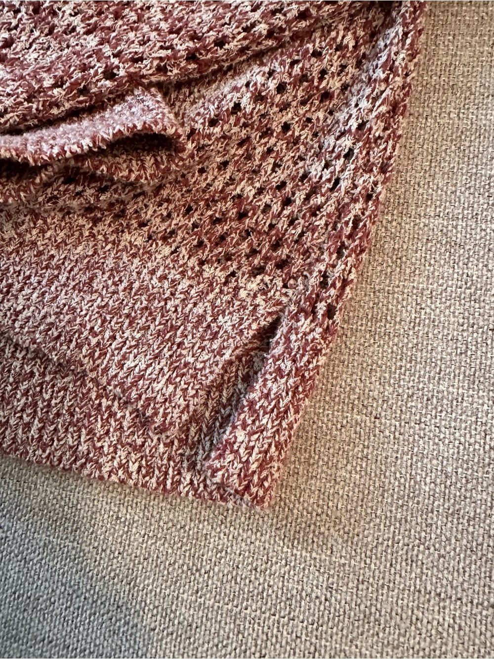 Maison Scotch Open Knit Sweater Womens M Dark Pink Button Shoulder Cotton Blend - Picture 7 of 12